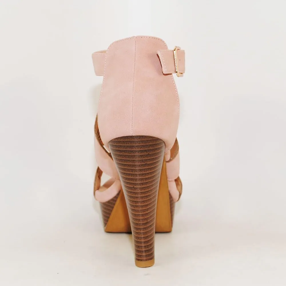 Open Toe Ankle Strap Sandal Western Bootie Stacked Heel Open Toe Cutout Shoes