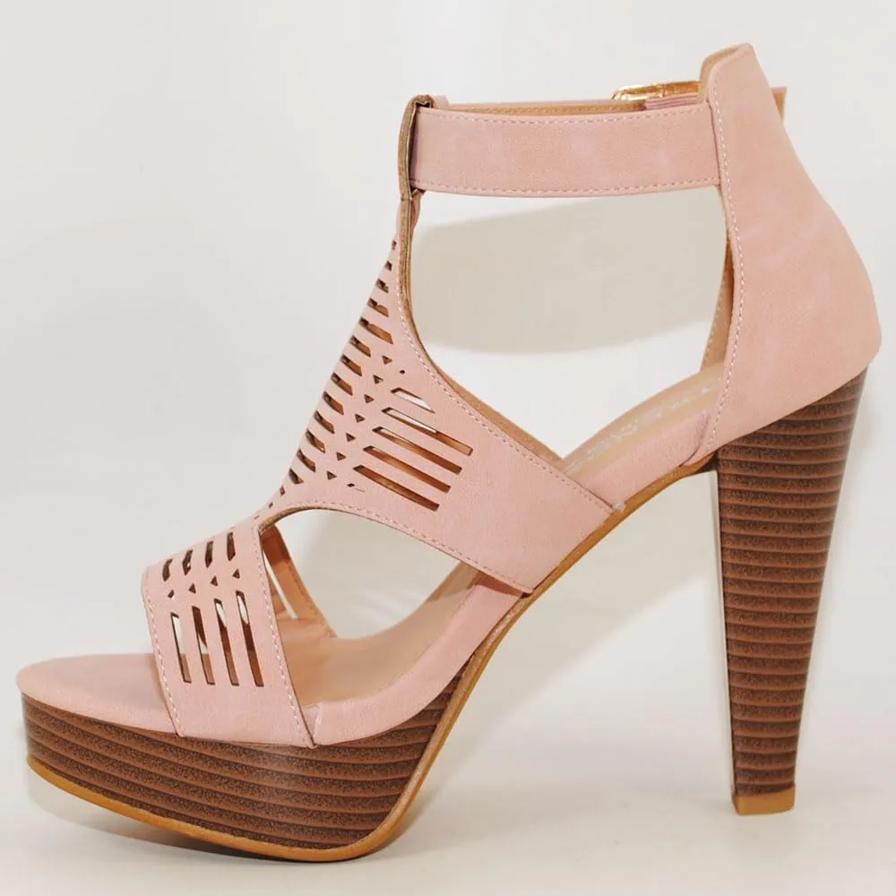 Open Toe Ankle Strap Sandal Western Bootie Stacked Heel Open Toe Cutout Shoes