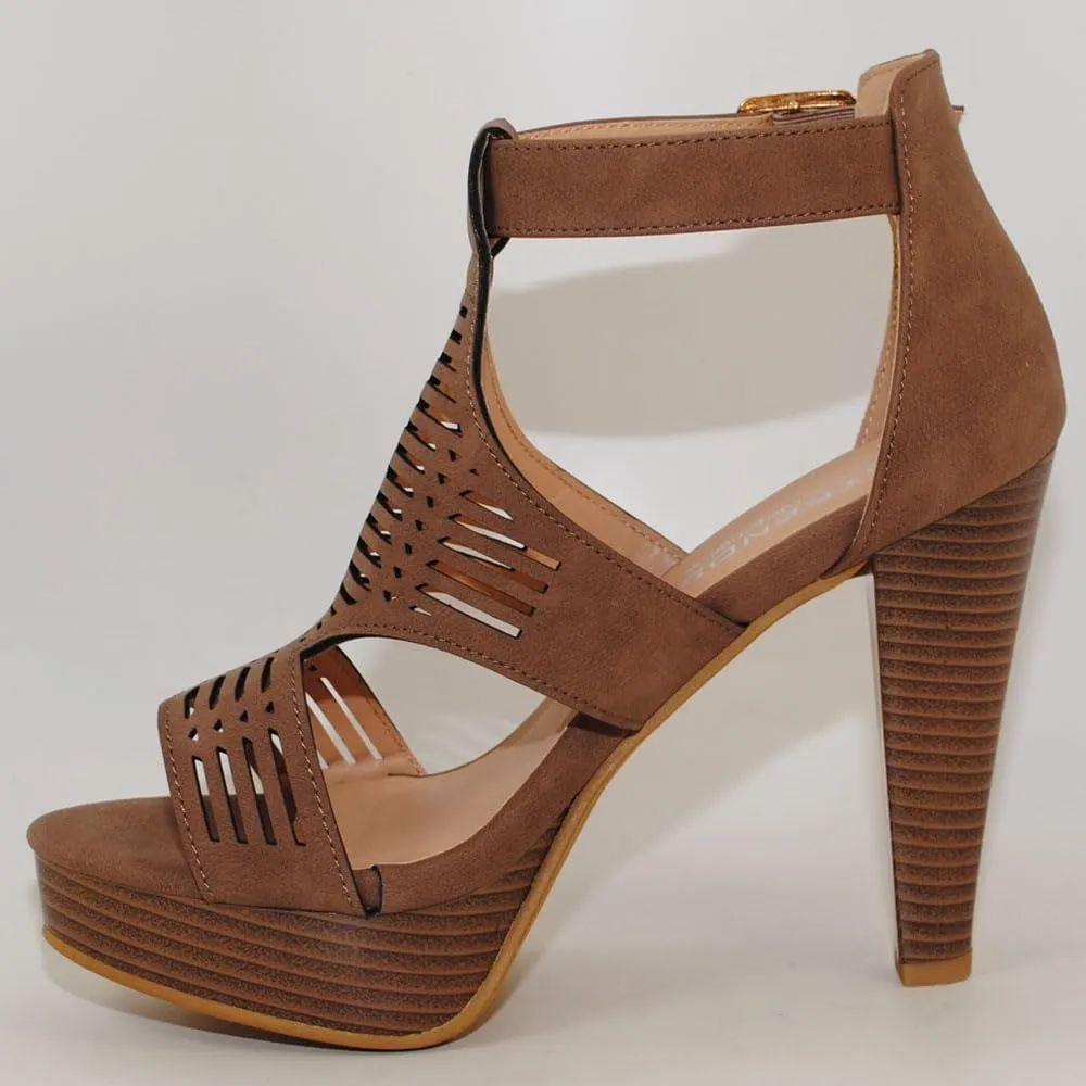 Open Toe Ankle Strap Sandal  Western Bootie Stacked Heel Open Toe Cutout Shoes