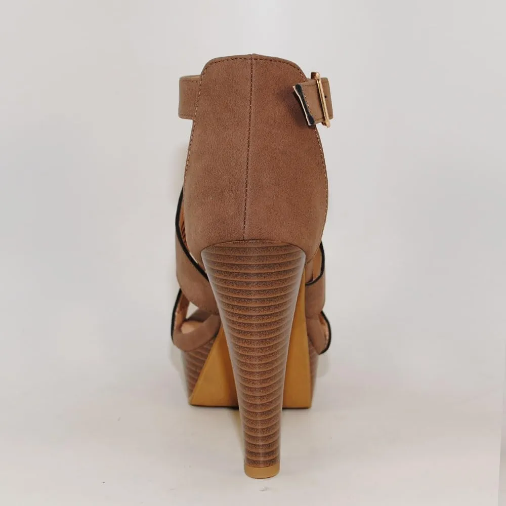 Open Toe Ankle Strap Sandal  Western Bootie Stacked Heel Open Toe Cutout Shoes