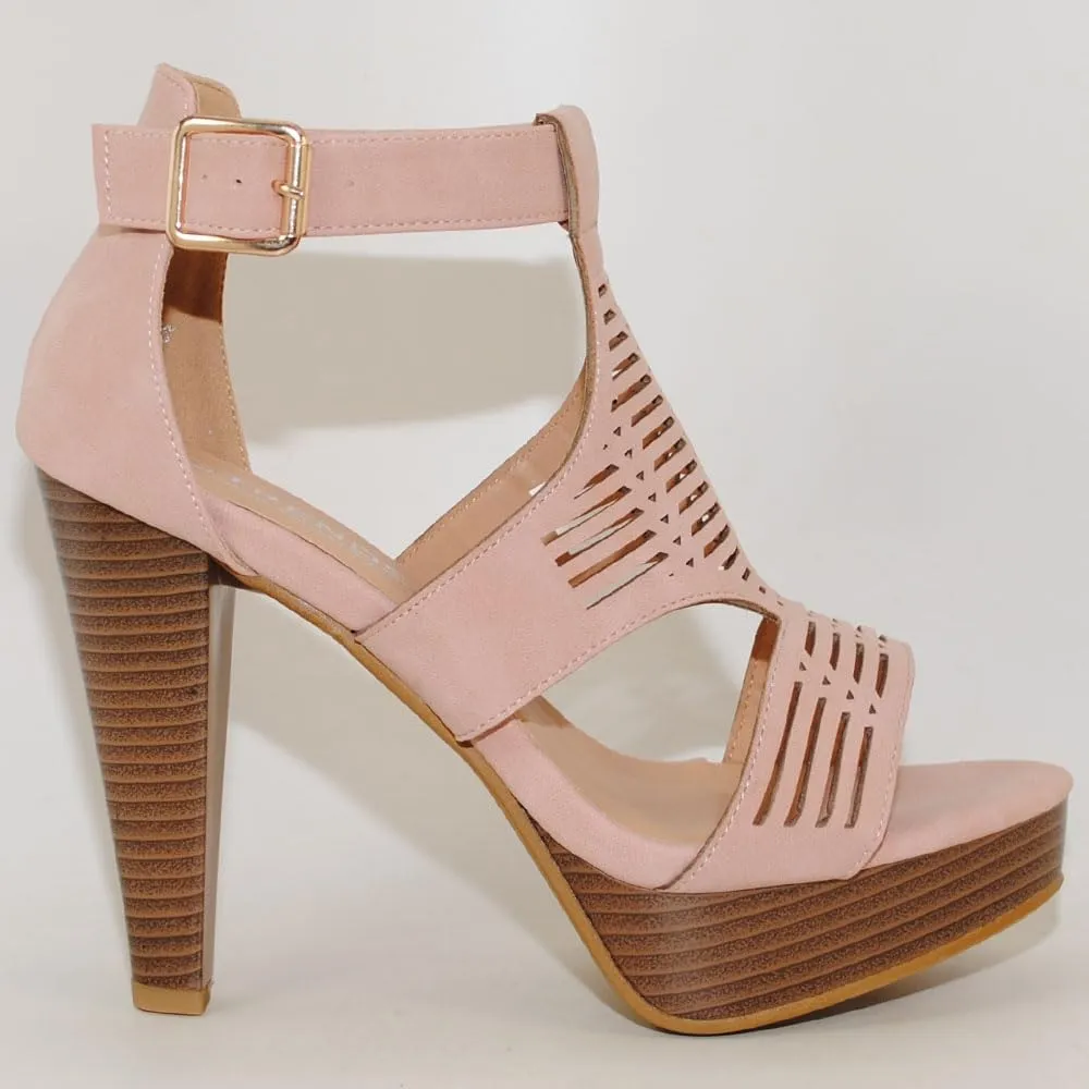 Open Toe Ankle Strap Sandal Western Bootie Stacked Heel Open Toe Cutout Shoes