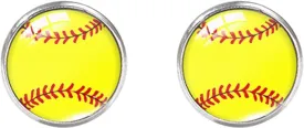 Rnivida Stainless Steel Sports Stud Earrings for Women,Softball,Baseball,Volleyball Earring Jewelry Gifts for Mom,Player,Fans