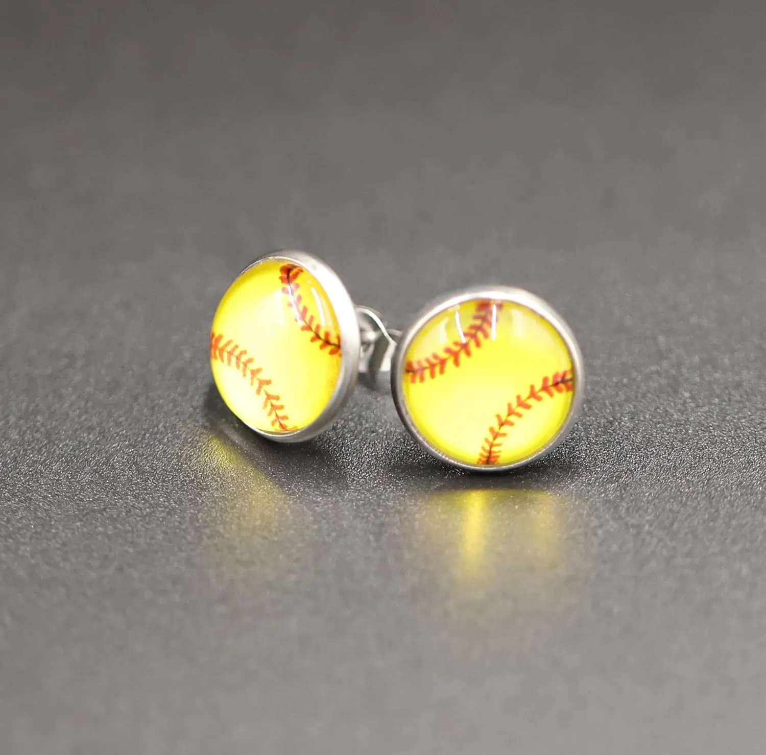 Rnivida Stainless Steel Sports Stud Earrings for Women,Softball,Baseball,Volleyball Earring Jewelry Gifts for Mom,Player,Fans