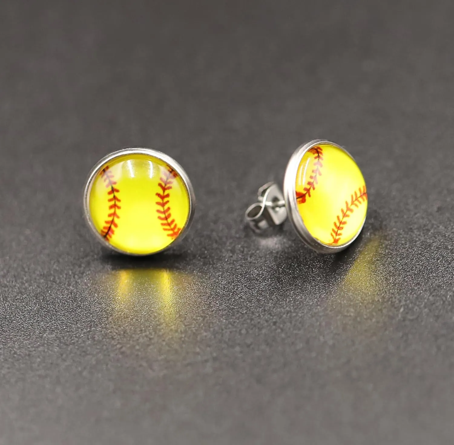 Rnivida Stainless Steel Sports Stud Earrings for Women,Softball,Baseball,Volleyball Earring Jewelry Gifts for Mom,Player,Fans