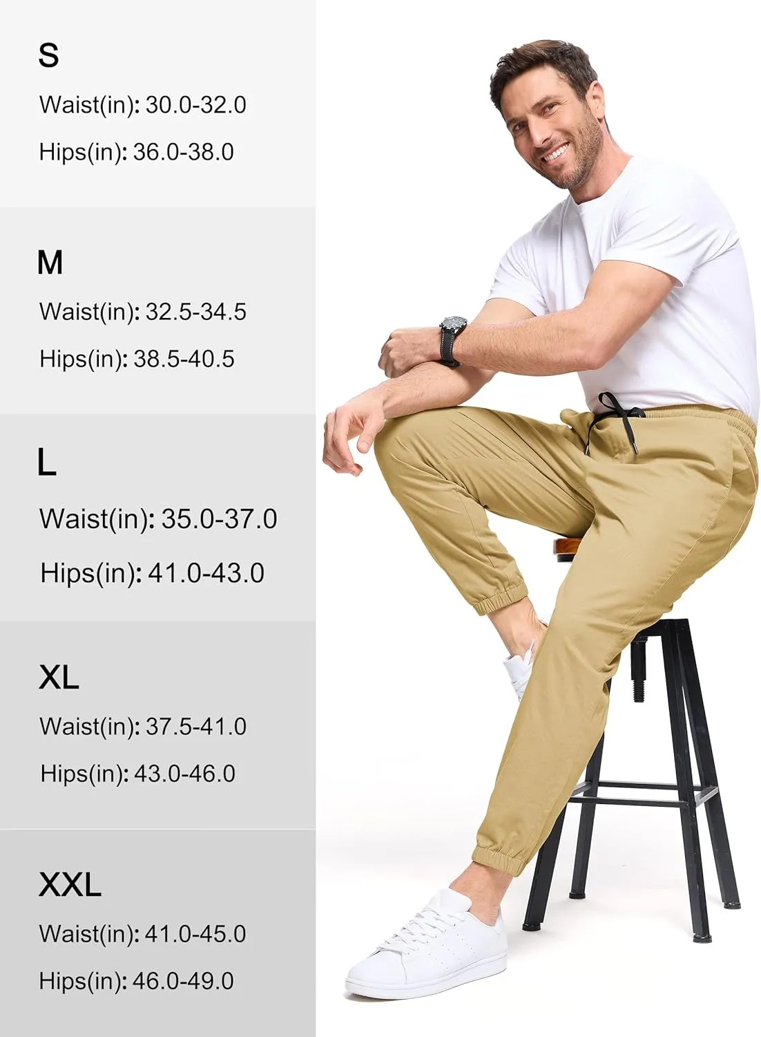 SEVEGO Tall Men's Casual Joggers 30"/32"/34"/36" Inseam Cotton Chino Cargo Pants Hiking Outdoor Sweatpants