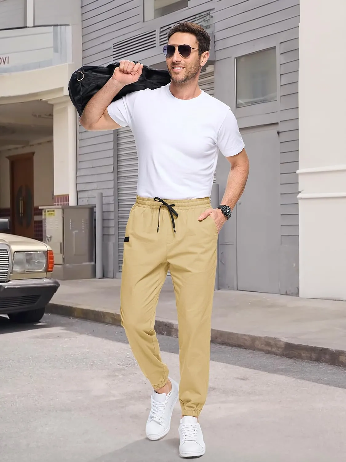 SEVEGO Tall Men's Casual Joggers 30"/32"/34"/36" Inseam Cotton Chino Cargo Pants Hiking Outdoor Sweatpants
