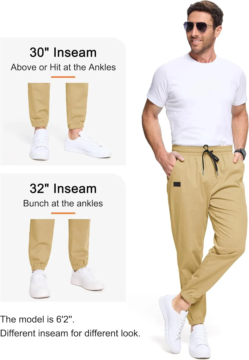 SEVEGO Tall Men's Casual Joggers 30"/32"/34"/36" Inseam Cotton Chino Cargo Pants Hiking Outdoor Sweatpants