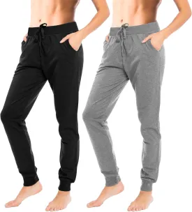 Sexy Basics Women's Drawstring Joggers | Knit Cotton Sweat Pants | Multi Packs & Colors