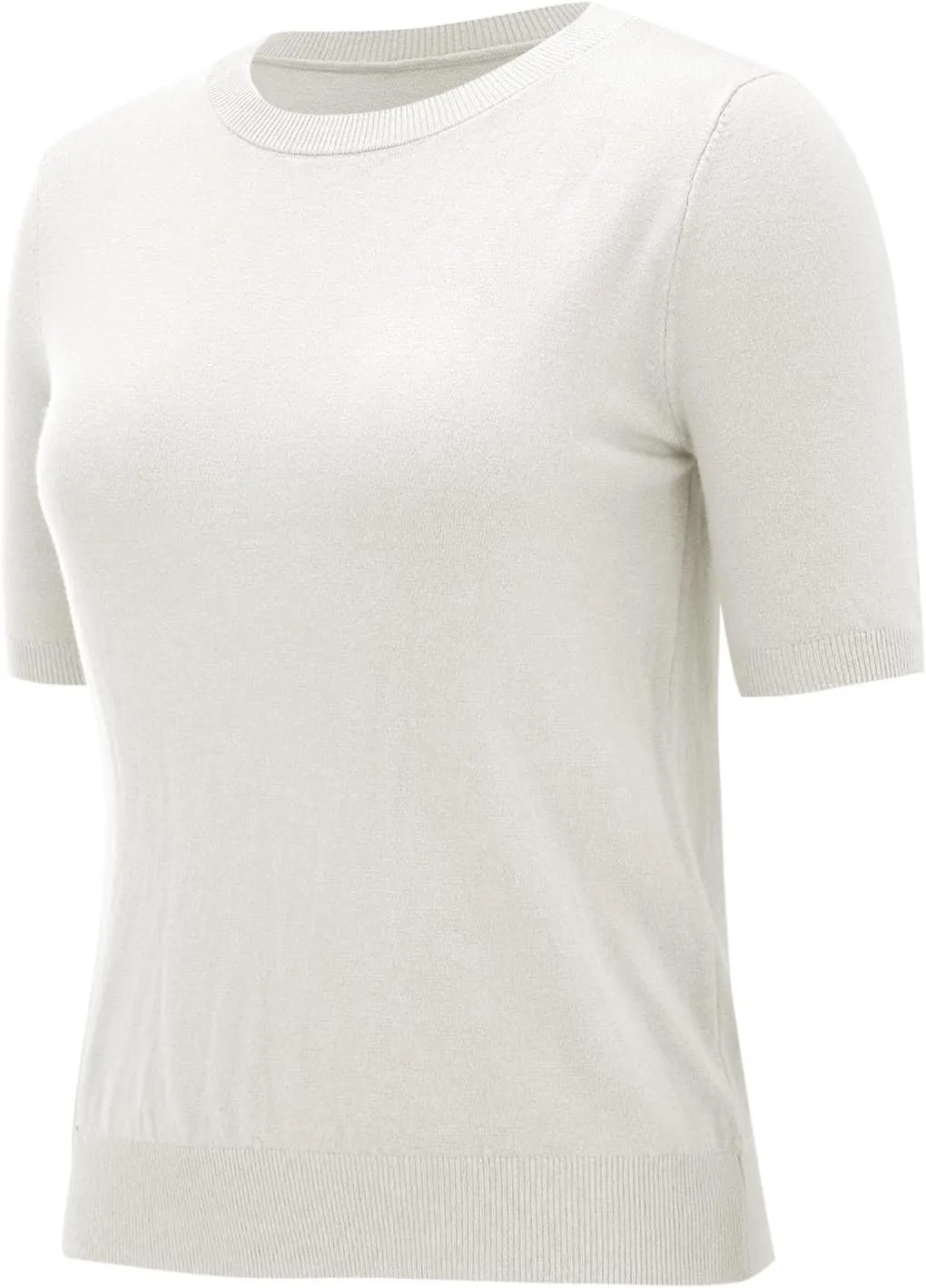 Short Sleeve Sweater for Women Trendy 2024 Soft Crewneck Knit T Shirts Casual Solid Loose Fit Cashmere Sweaters Tees
