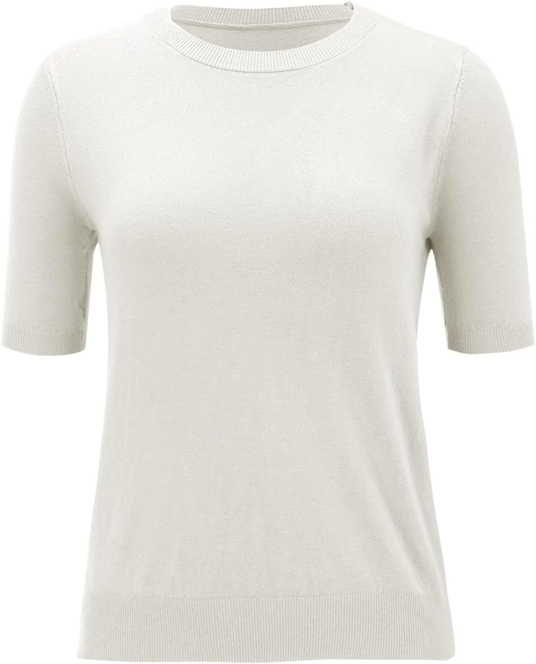 Short Sleeve Sweater for Women Trendy 2024 Soft Crewneck Knit T Shirts Casual Solid Loose Fit Cashmere Sweaters Tees