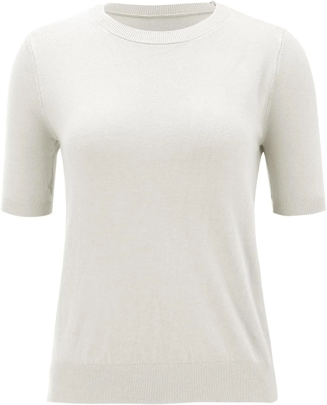 Short Sleeve Sweater Tops for Women Cute Lightweight Crew Neck T Shirts Plain Relaxed Fit Business Casual Tops