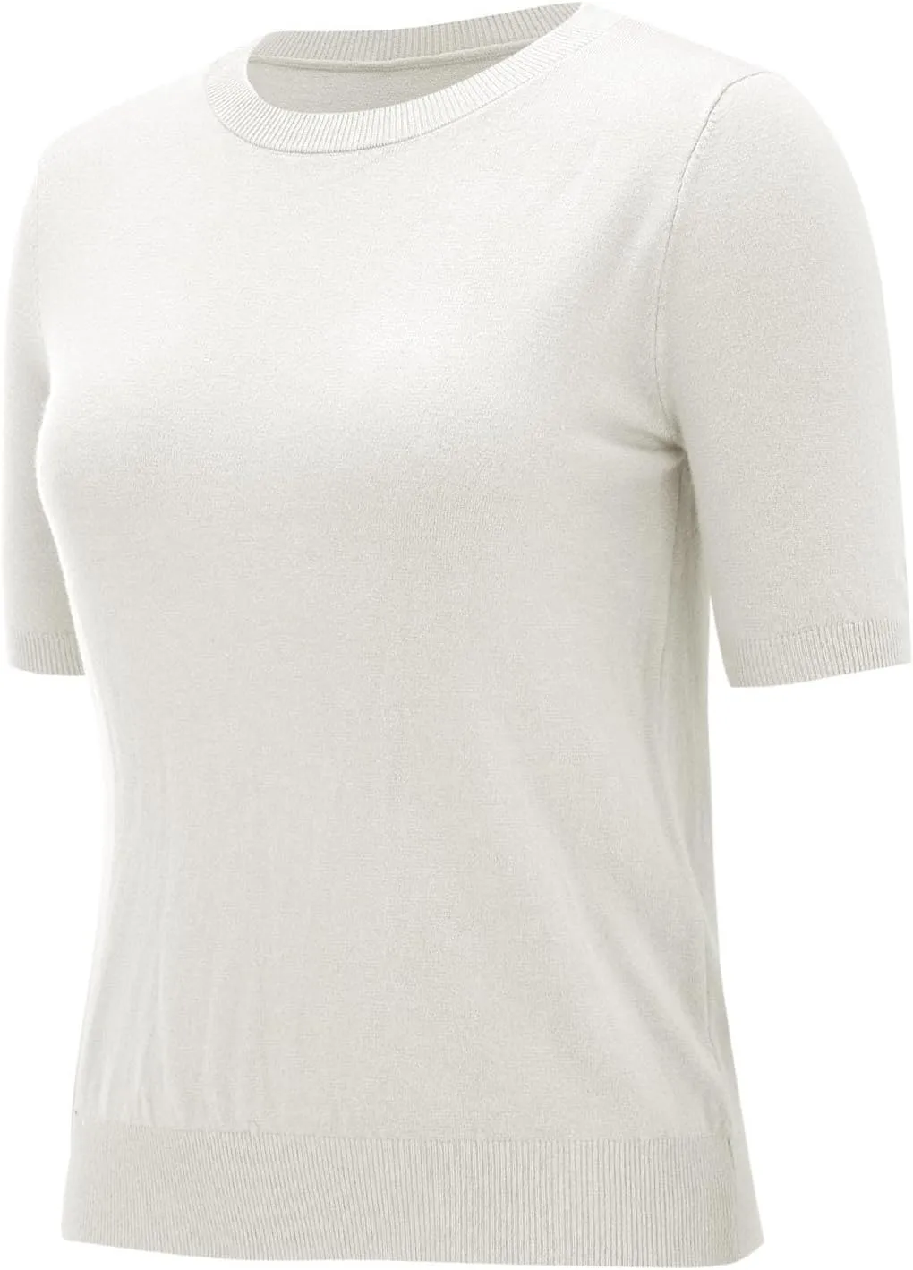 Short Sleeve Sweater Tops for Women Cute Lightweight Crew Neck T Shirts Plain Relaxed Fit Business Casual Tops