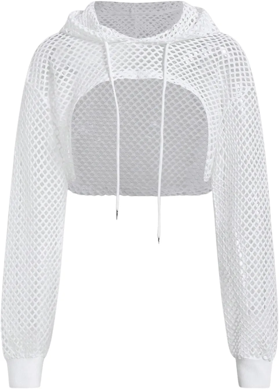 SweatyRocks Women's Athletic Sweatshirt Hollow Out Drop Shoulder Long Sleeve Cropped Workout Hoodie