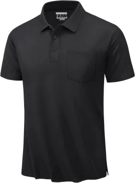 TACVASEN Mens Polo Golf Shirts with Pocket Pique Cooling Performance Moisture Wicking Polo Shirts