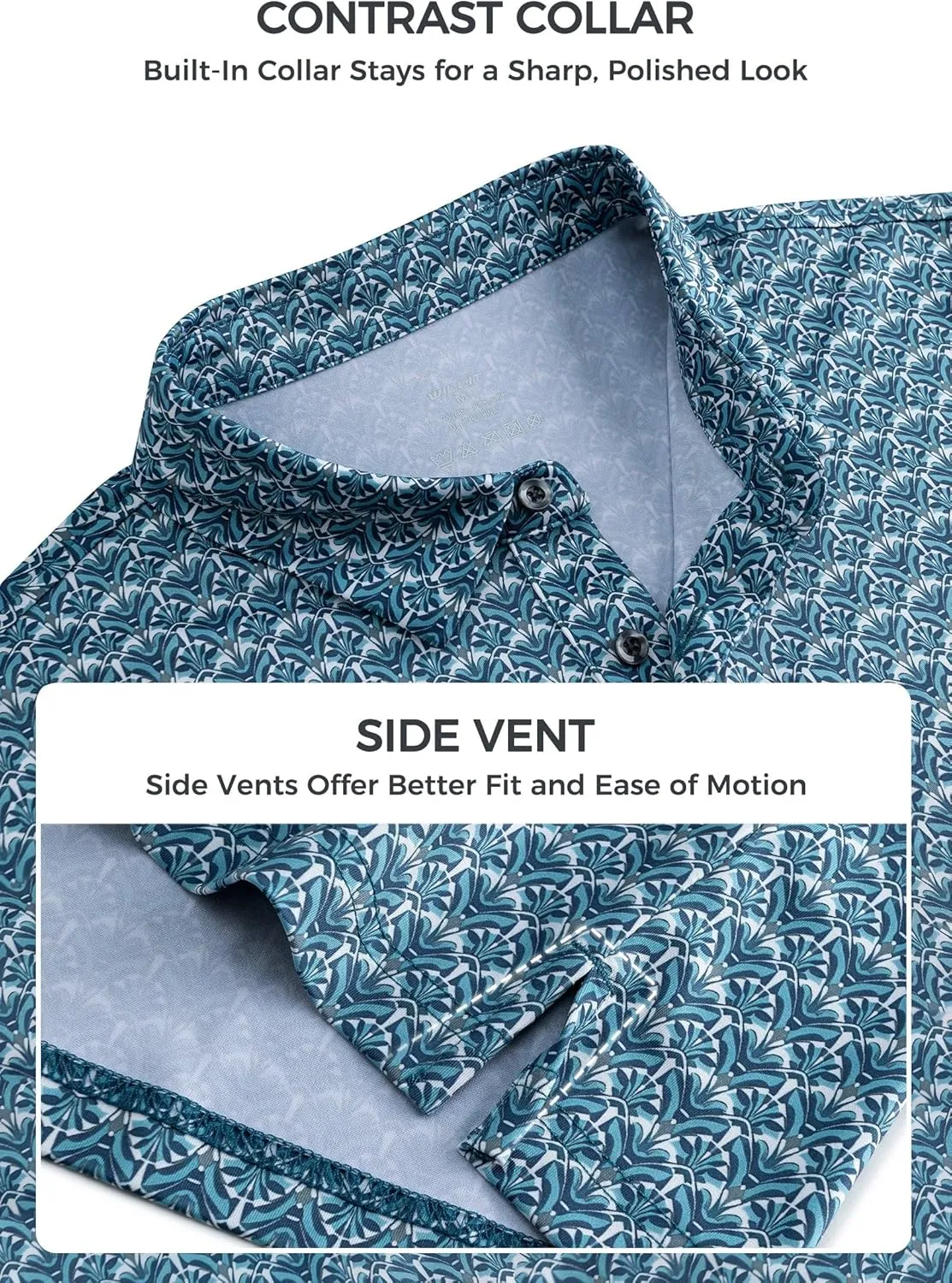 Willit Men's Golf Polo Shirts Short Sleeve Quick Dry Performance Moisture Wicking Print Casual