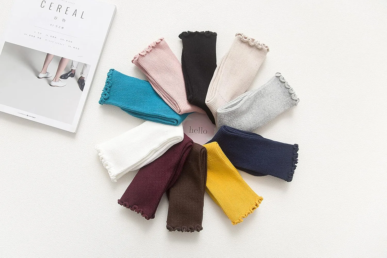 Women Ankle Socks, Super Soft Lolita Ruffle Turn-Cuff Striped Double Needle Combed Cotton Socks 3 Pairs