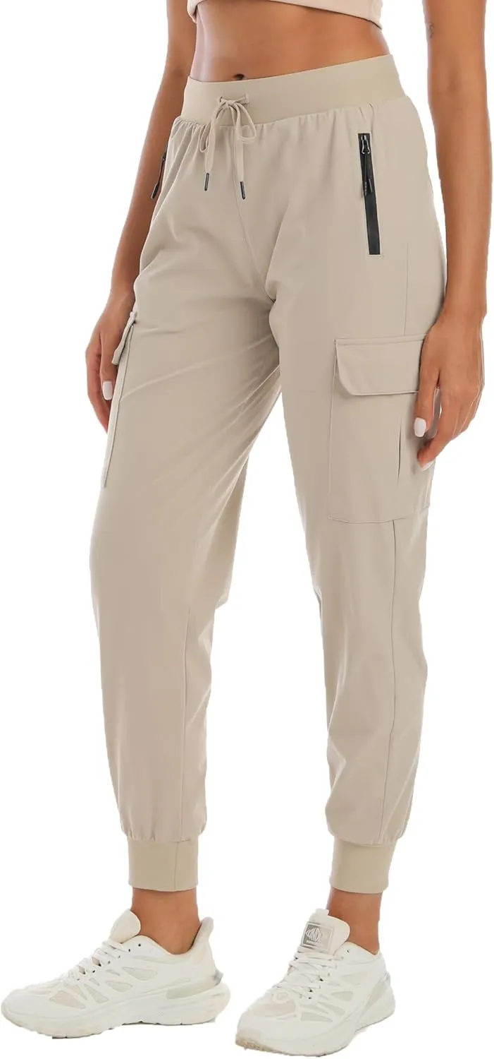 Womens Cargo Pants with Pocket Quick Dry Workout Athletic Joggers Drawstring Travel Casual Outdoor Camping Hiking Pants