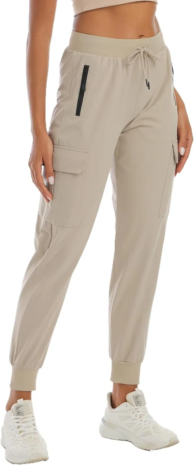 Womens Cargo Pants with Pocket Quick Dry Workout Athletic Joggers Drawstring Travel Casual Outdoor Camping Hiking Pants
