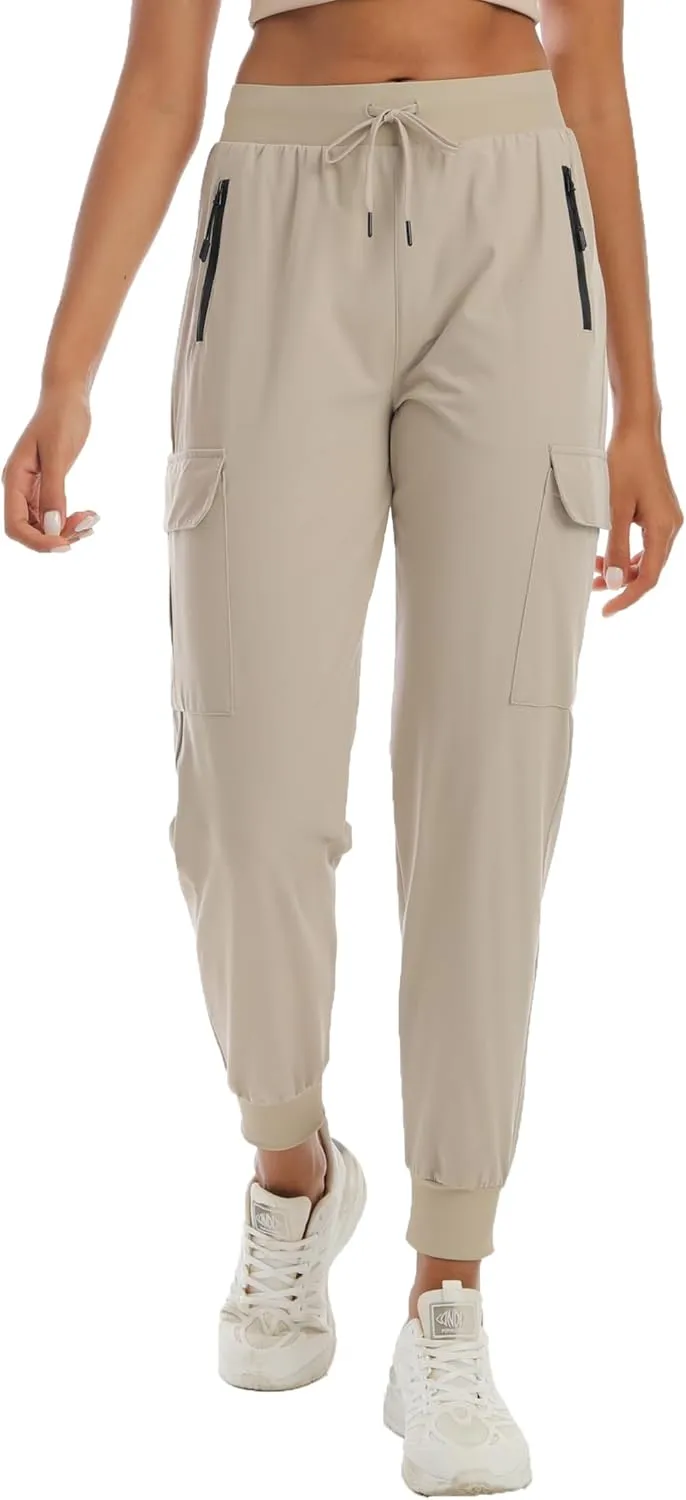 Womens Cargo Pants with Pocket Quick Dry Workout Athletic Joggers Drawstring Travel Casual Outdoor Camping Hiking Pants
