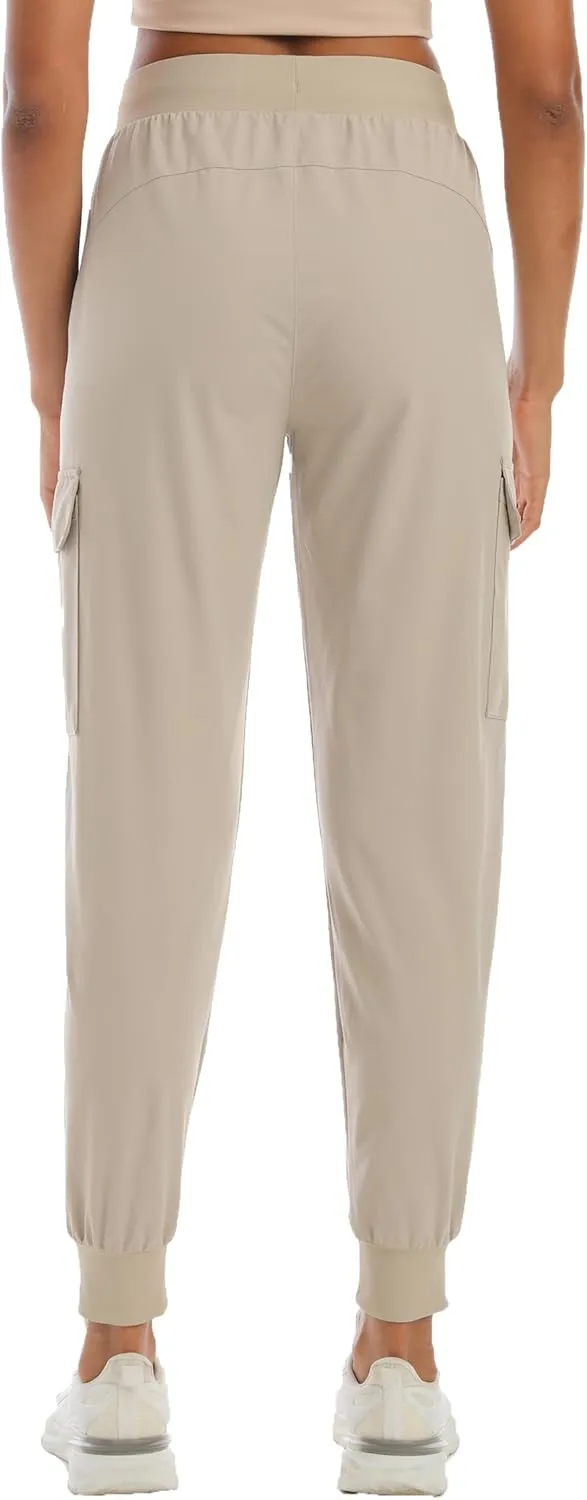 Womens Cargo Pants with Pocket Quick Dry Workout Athletic Joggers Drawstring Travel Casual Outdoor Camping Hiking Pants