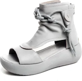 Women's High Top Leather Sandals Open Toe Boot Sandals for Women
