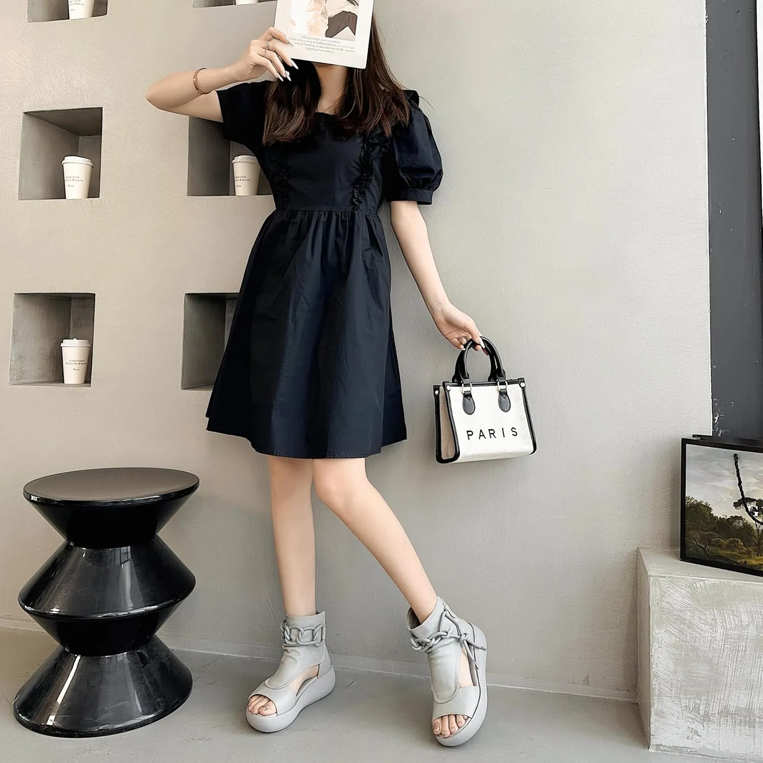 Women's High Top Leather Sandals Open Toe Boot Sandals for Women