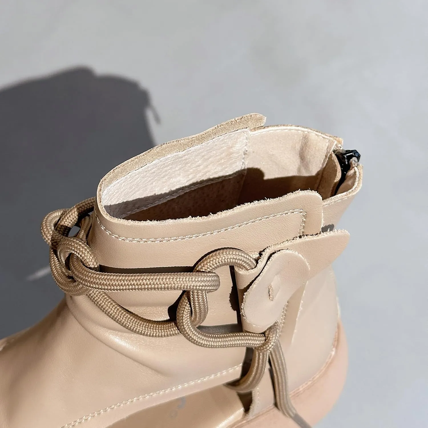 Women's High Top Leather Sandals Open Toe Boot Sandals for Women