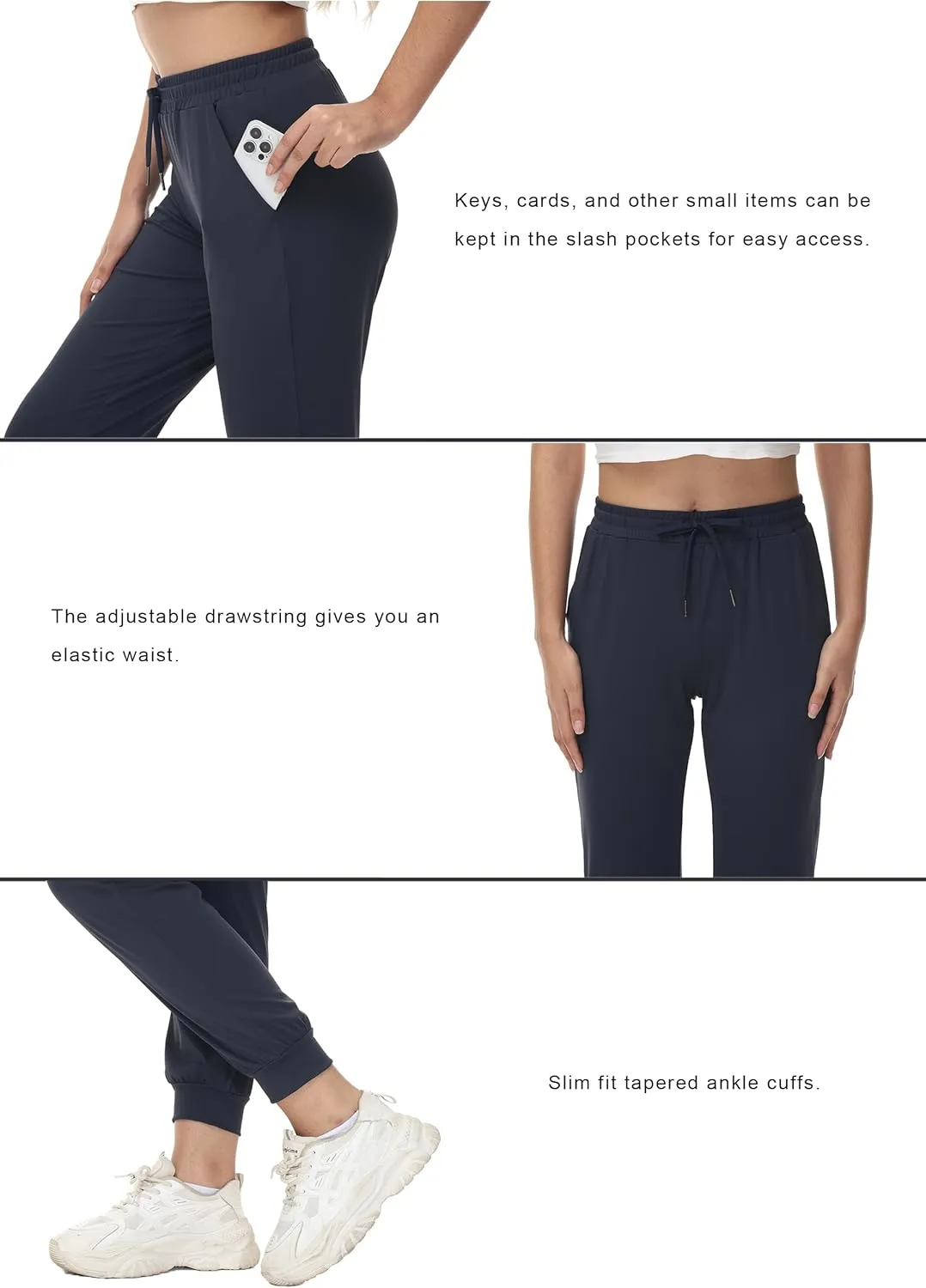 ZTN Women's Drawstring Joggers Track Pants Athletic Workout Hiking Sweatpants Casual Lightweight Tapered Cuff Scrub Pants