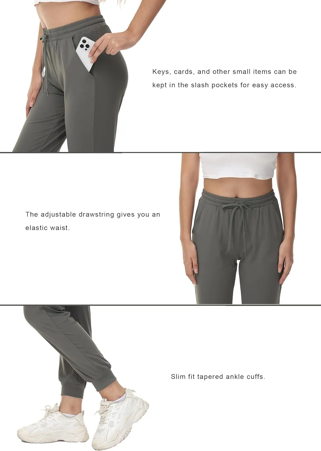 ZTN Women's Drawstring Joggers Track Pants Athletic Workout Hiking Sweatpants Casual Lightweight Tapered Cuff Scrub Pants