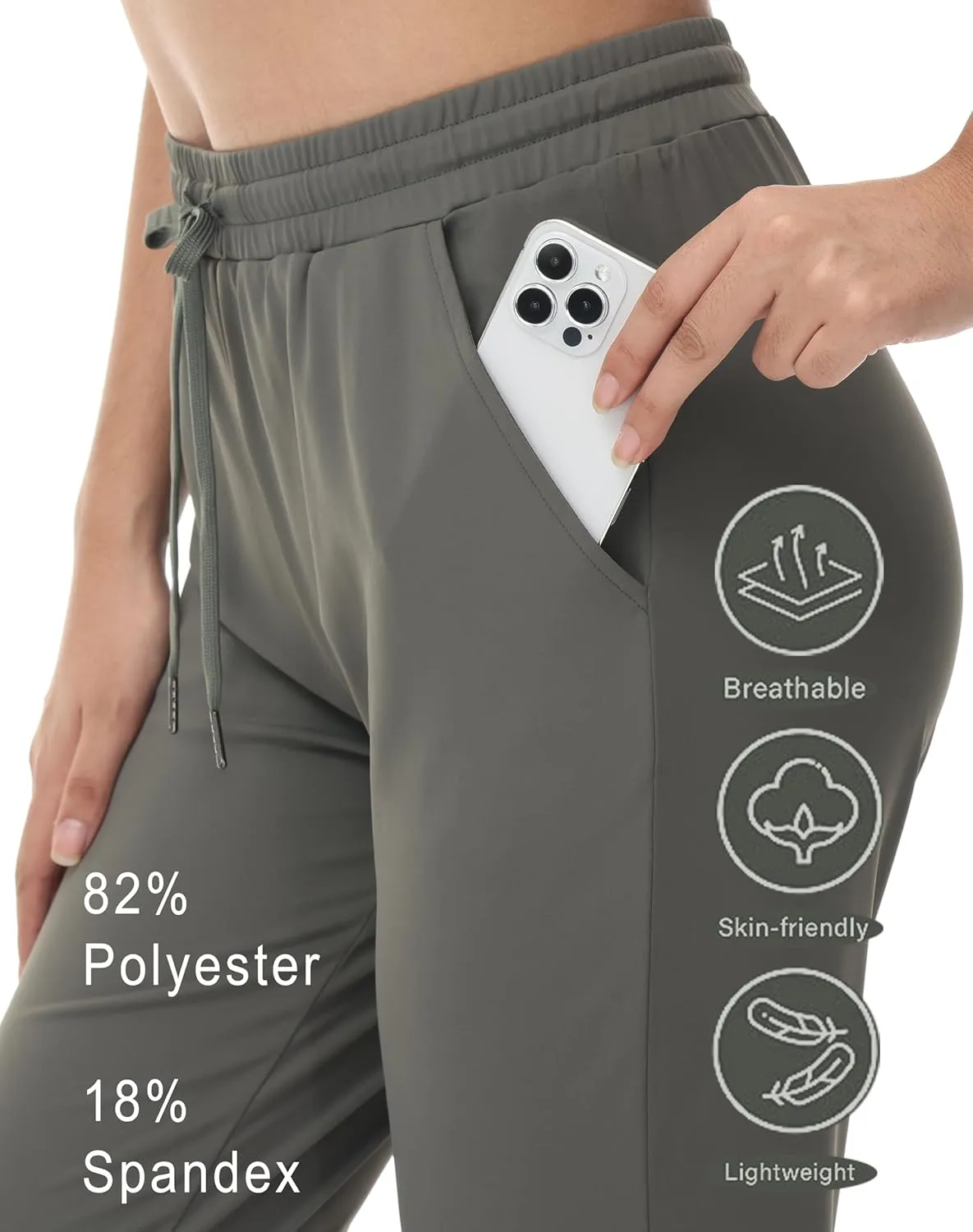 ZTN Women's Drawstring Joggers Track Pants Athletic Workout Hiking Sweatpants Casual Lightweight Tapered Cuff Scrub Pants